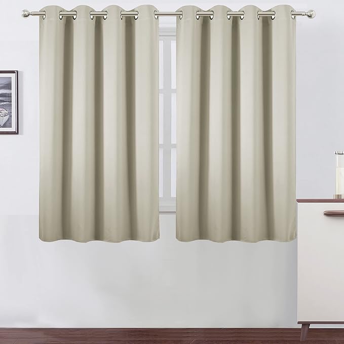 Light Beige Thermal Blackout Curtains/52 x 54 Inch/Set of 2 Panels Room by Lemomo