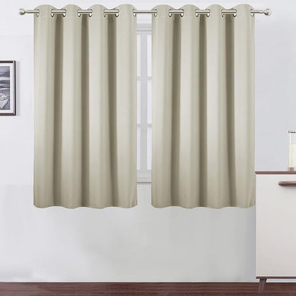 Light Beige Thermal Blackout Curtains/52 x 54 Inch/Set of 2 Panels Room by Lemomo