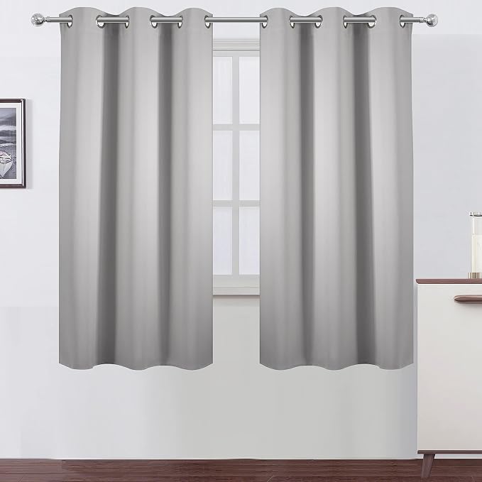 Light Grey Blackout Curtains 34 x 54 Inch Length/Set of 2 Curtain by Lemomo