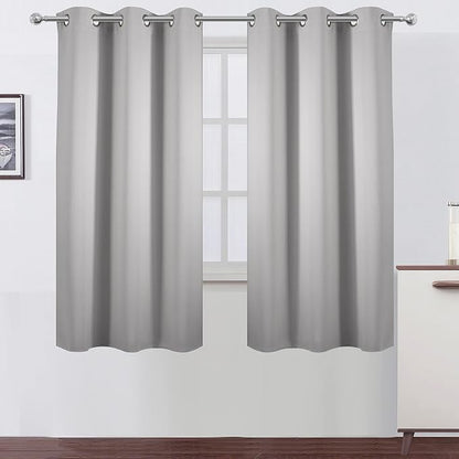 Light Grey Blackout Curtains 34 x 54 Inch Length/Set of 2 Curtain by Lemomo