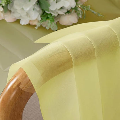 Goose Yellow Sheer Curtains 63 Inch Length 2 Panels, Light Filtering Voile - Image 9