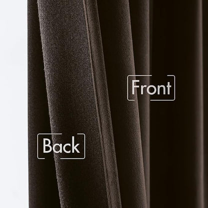MIULEE Velvet Curtains 52x84 inches Chocolate Brown Blackout Curtains | Luxury - Image 6
