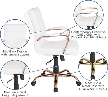 Flash Furniture Whitney Mid-Back Swivel LeatherSoft Desk Chair - Image 10