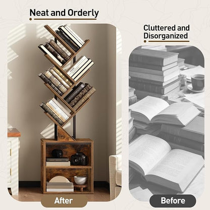 RALGEND Tree Bookshelf, 6 Tier Bookcase - Image 5