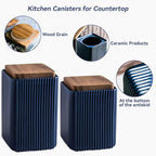 Ceramic Storage Jars Modern Elegant Highly Polished Airtight Storage Canisters with Lid Whiteware Food Stroage Jar for Kitchen Spice Tea Vanilla Sugar Coffee Beans (Blue-1000ML)