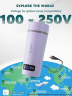 balbali Dual Voltage Travel Kettle 100-250V - 12oz Portable Water Boiler/Warmer/Heater for Boiling Water - 4 Preset Temperature Control Portable Tea Kettle Electric Travel - Purple