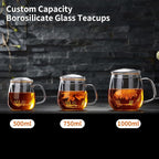 OEM Custom Personalized Gifts Glass Tea Cup with Infuser and Lid,Customized Large Borosilicate Teacup, Clear Mug for Loose Leaf Blooming Tea Maker Gift for Friend, Family