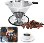 Pour Over Coffee Dripper-Stainless Steel Coffee Filter,Reusable Drip Cone Coffee Filter Portable Pour for 1-4 Cup (With Silicone Ring, M)