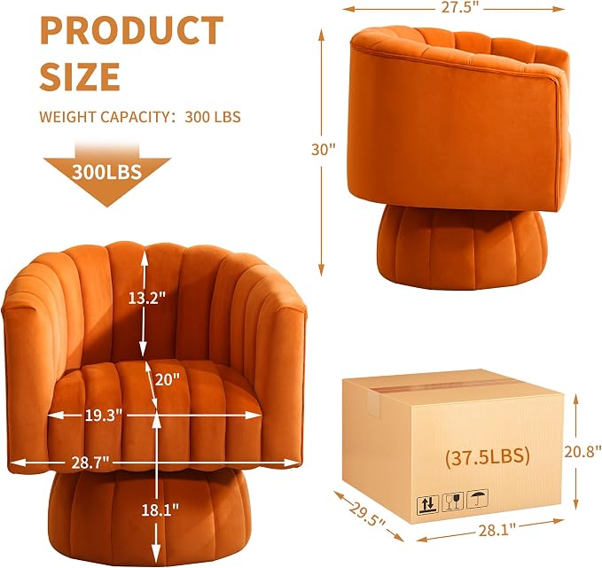 Swivel Accent Barrel Chair Set of 2- Cute Comfy Small Round 360° Arm Chair - Image 2