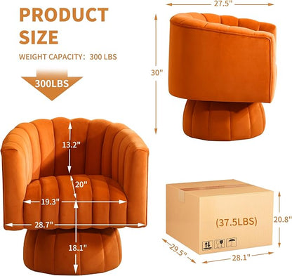 Swivel Accent Barrel Chair, Cute Comfy Small Round 360° Arm Chair, Velvet Sofa - Image 2