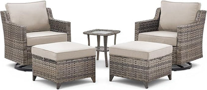 5 Pieces Outdoor Patio Furniture Set-All-Weather Wicker Patio Swivel Glider - Image 9
