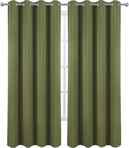 Olive Blackout Curtains/52 x 95 Inch/Set of 2 Panels Thermal Insulated Room - Image 2