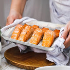P&P CHEF Toaster Oven Pan with Wire Rack, Stainless Steel Baking Oven Sheet Tray, Bacon Pan and Cooling Rack for Cooking Roasting Cookie, Dishwasher Safe & Easy Clean, 9 x 7 x 1 Inch