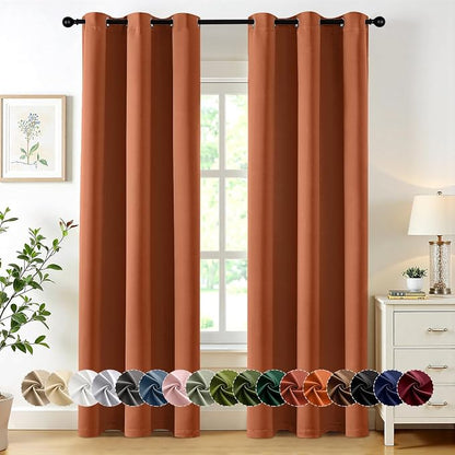 MIULEE Fall Blackout Curtains for Bedroom 2 Panels 40 x 84 Inch Long Rust | by MIULEE