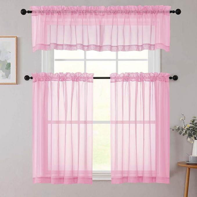 Cafe Curtains 36 Inch Length Tier 2 Pieces, Modern Soft Airy Sheer Kitchen - Image 8