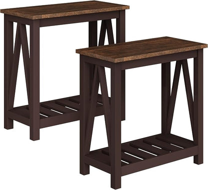 ChooChoo Farmhouse End Table, Rustic Vintage Narrow End Side Table by ChooChoo