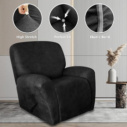 ANARACHON Leather Look Oversize Recliner Chair Covers, Thick 4 Pieces Recliner - Image 7