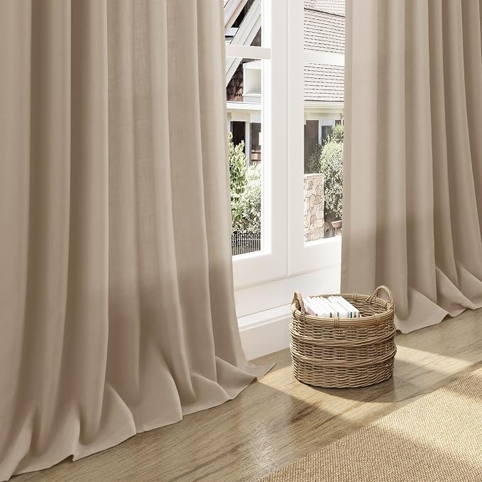 Sepia Beige Linen Curtains 90 Inches Long - Image 5