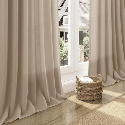 Sepia Beige Linen Curtains 90 Inches Long - Image 5