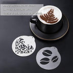 Stainless Steel Coffee Decorating Stencils Foam Barista Templates Decorative Latte Art Stencils Metal Foam Latte Art Templates for DIY Coffee Decor Coffee Making Accessories