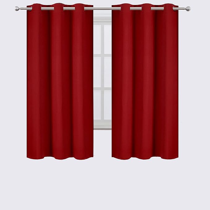 Red Blackout Curtains 40 x 63 Inch Length/Set of 2 Curtain Panels/Thermal - Image 2