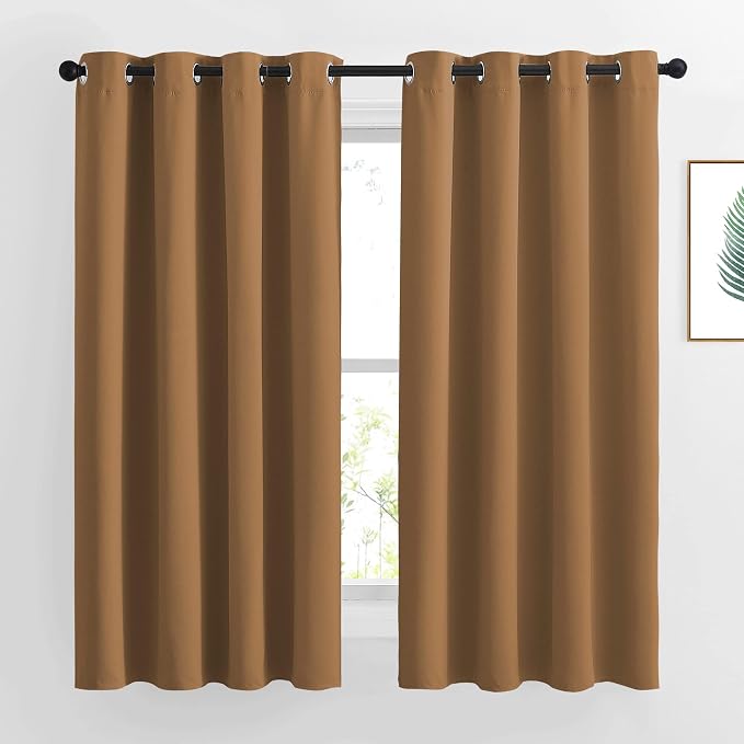 NICETOWN Gold Brown Curtains for Living Room, Grommet 50% Blackout Thermal by NICETOWN