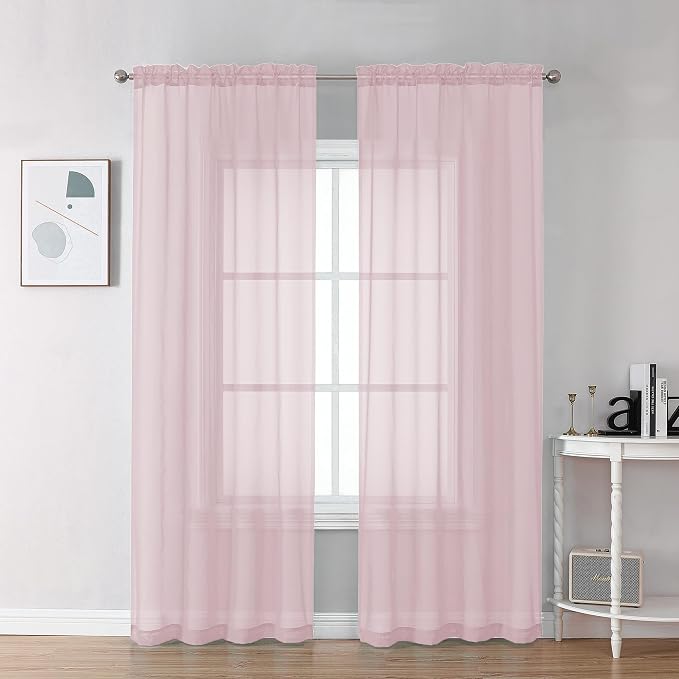Chyhomenyc Blush Pink Sheer Curtains 78 Inches Long 2 Panels Set by Chyhomenyc