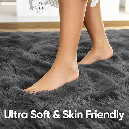 2x6 Dark Grey Fluffy Soft Runner Rug Non-Slip - Image 5