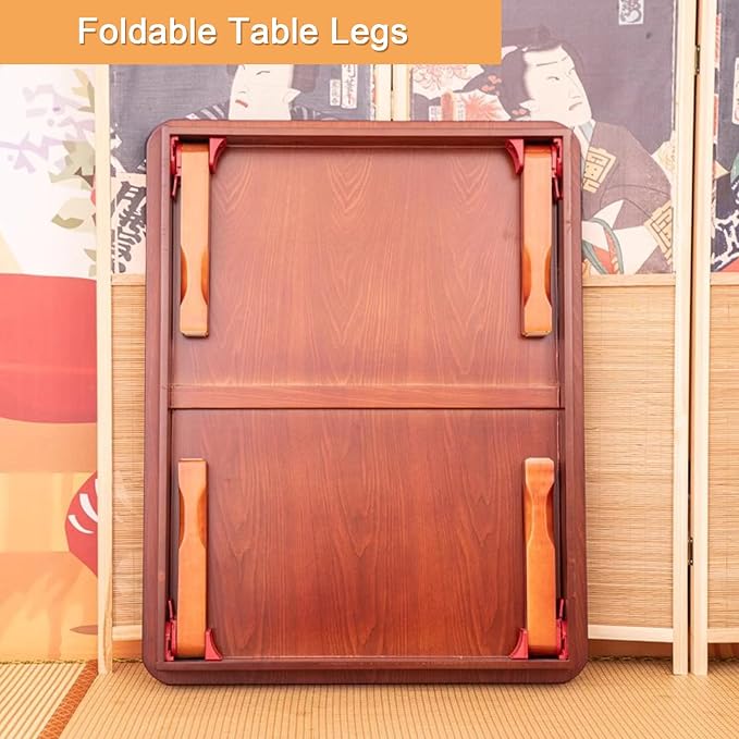 Low Folding Coffee Table, Japanese Style Solid Wood Floor Table - Image 4