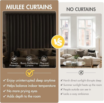 MIULEE 4 Panel Set Short Bedroom Curtains 54 Inch Long Chocolate Brown | - Image 6