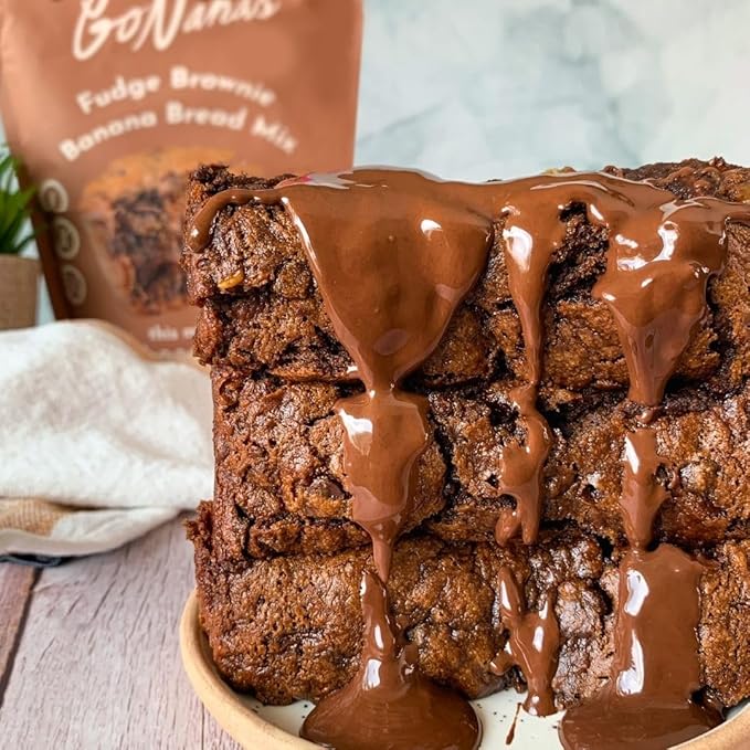 GoNanas Fudge Brownie Oat Flour Banana Bread Mix, Suitable for Plant Based Vegan Diets, Gluten Free Dairy Free Snacks, Healthy Snacks For Adults, Muffin Mix, Nut Free, Cupcakes Dessert, NON-GMO, 1pk