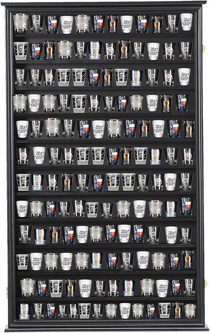 Shot Glass Storage Display Case Large Solid Wood Cabinet Rack Holder Wall by SNAIL