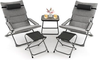 Giantex 5-Piece Patio Bistro Set, Folding Lounge Chairs by Giantex
