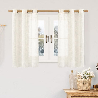Linen Blended Curtains 48 inch for Windows, Linen Textured Light Filtering by LAMIT
