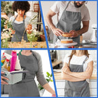 4 Pack Chef Apron, Adjustable Apron with 2 Pockets, Unisex Personalised Apron for Cooking, Kitchen, Restaurant