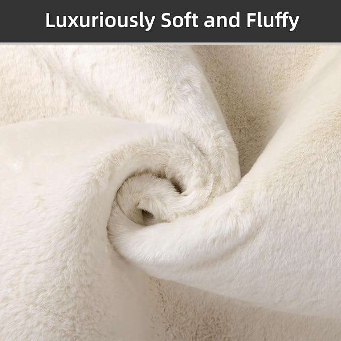 SHACOS Extra Soft 4x6 Faux Rabbit Fur Area Rugs - Image 2