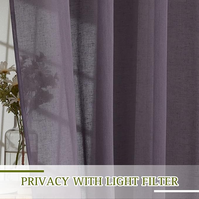 NICETOWN Faux Linen Sheer Curtains - Image 2
