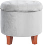 Homepop Home Decor | Upholstered Round Velvet Tufted Foot Rest Ottoman | Ottoman by HomePop