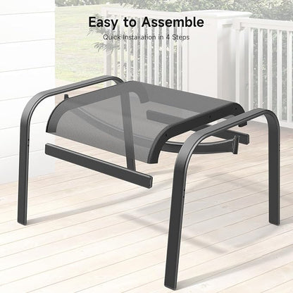 ONBRILL Outdoor Ottoman Set of 2, All Weather Outdoor Foot Stool - Image 8
