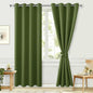 Blackout Curtains for Bedroom, Olive Green, 52 x 84 Inch 2 Panels | Thermal by Hiasan