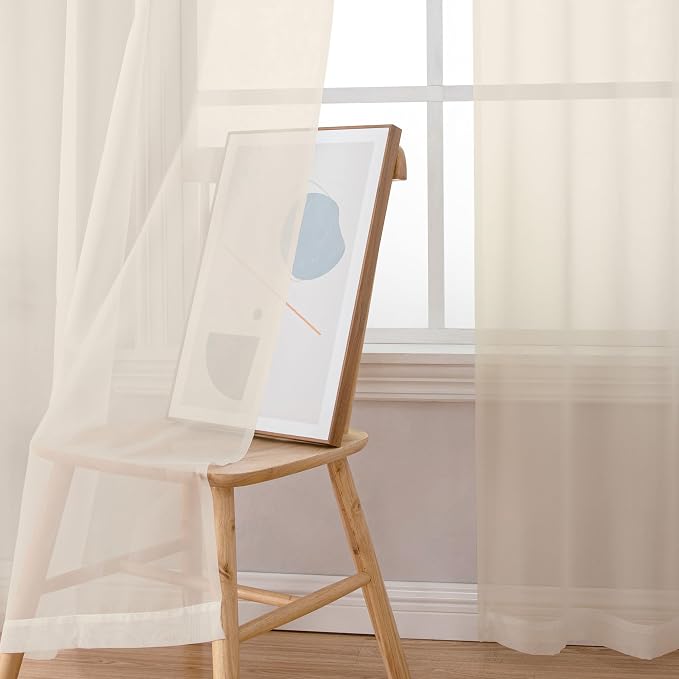 Cream Sheer Curtains 78 inches Long 2 Panels Set - Image 10