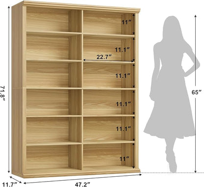 Rresyet 71.8" L *47.2“W Wooden Bookcase and Bookshelf – Extra Large Bookshelf - Image 2