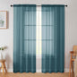 Dusty Blue Sheer Curtain for Bedroom Living Room 78 Inches Long 2 Panels Set by WelvetBLK