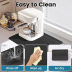 PoYang 17"x12" Coffee Mat Small, Coffee Bar Accessories for Countertop, Absorbent Dish Drying Mat, Anti-Slip and Hide Stain Pad for Espresso Machine, Espresso Maker and Kitchen Counter, Black