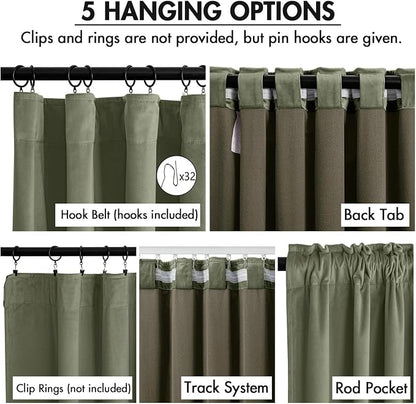 MIULEE Velvet Curtains 50W x 90L 2 Panels Sage Green Blackout Curtains | Luxury - Image 2