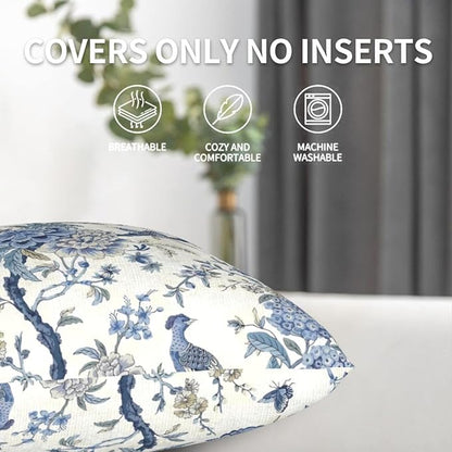 Chinoiserie Blue and White Pillow Covers 20x20 in Set of 2 - Image 4