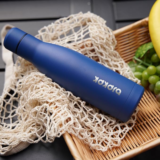 BJPKPK 17oz Insulated Water Bottles Stainless Steel Sports Water Bottles Keep Cold and Hot for Travel Dishwasher Safe,Lake Blue