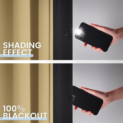 SimpleHome Biscotti Beige 100% Blackout Curtains Room Darken Living Room 63 | - Image 4