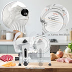 CTJ Commercial Meat Slicer 12" Electric Deli Slicers 250W Meat Cutter Machine (0-0.62") Adjustable Thickness Food Slicer with Cut-Resistant Gloves for Vegetables, Hard Bread, Cheese, Ham