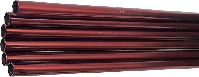 10 Pcs Stainless Steel Straws, Reusable Drinking Straws, Straight Metal Straw Sets with 2 Pcs Cleaning Brushes (8.5 Inch, Red)